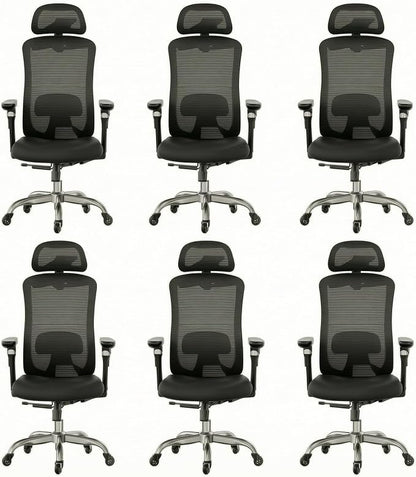 HUANUO Ergonomic Office Chair with 6D Armrest, Seat Depth Adjustment, Lumbar Support, Quiet Rubber Caster, High Back Mesh Gaming Chair with 3D Headrest, Big and Tall Chair for Home Office, Pack of 6