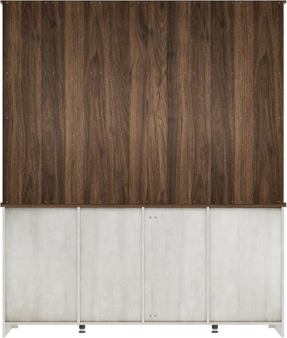 Bobve 78 * 67" Large Farmhouse Pantry Cabinet with Countertop, Buffet Cabinet,Tall Kitchen Hutch with Partitions and 6 Drawers,Suitable for Kitchen,Dining Rooms,Easy to Assemble