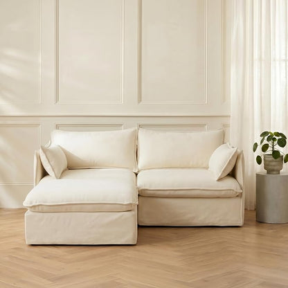 Cloud Modular Loveseat + Ottoman, Oversized Deep Seat, Luxe Chenille | Fully Removable Washable Covers, Memory Foam Seat Cushions, Storage Ottoman, Premium Fabric
