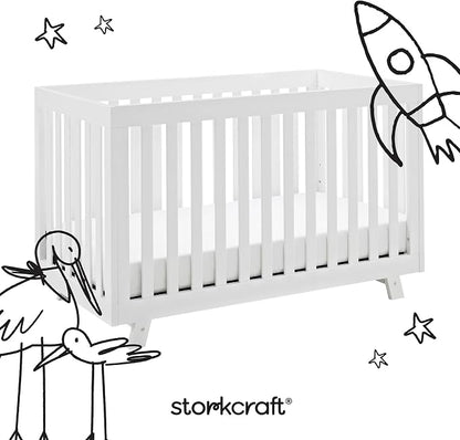 Storkcraft Beckett 3-in-1 Convertible Crib – GREENGUARD Gold Certified, Fits Standard Crib Mattress, Converts to Toddler Bed and Daybed, 4 Mattress Heights, Grow-with-Me Design (White)