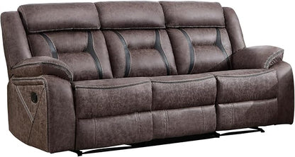 EBELLO Faux Leather Manual Reclining Sofa, 3 Seat Recliner Sofa Chair, Couch Furniture for Living Room, Furniture, Meeting Room, Grey (3 Seat Sofa)