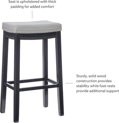 Linon Home Décor Kingston Gray Bar Stool, Black