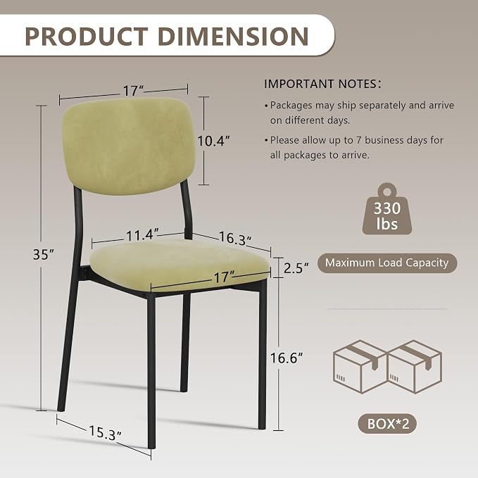 Einhomn Upholstered Dining Chairs Set, Modern Stackable Dining Room Chairs with Soft Velvet Backrest, Kitchen Chairs with Sturdy Metal Legs for Living Room, Restaurant, Set of 6,Light Green
