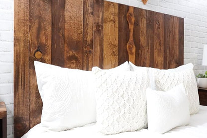 Barn Walls Solid Wood Queen Size Headboard, Foxy Brown Stain with Smooth Natural Wood Grain Variation, Handcrafted Head Board Wall-Mounted Panels, Rustic Modern Bedroom, Built to Last