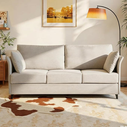 Mid Century Modern Sofa 3 Seat Couch 65.35" W Deep Seat Sofa for Living Room, 3 Person Seater Fabric Couch Sofa Comfy Sleeper Sofa for Apartment Bedroom