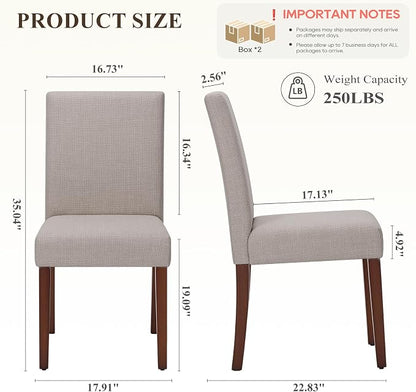 MALOL Upholstered Dining Chairs Set of 4, Modern Fabric Dining Room Chair, Wooden Dining Chair, Kitchen Side Chairs, Farmhouse Dinner Chair with High Back for Kitchen, Brown