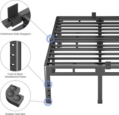 NKZ 24 Inch Twin Size Bed Frame, Metal Bed Frame & Box Spring 2 in 1 Platform with Round Corner Legs, 4000Lbs Heavy Duty Metal Frame, Mattress Slide Stopper, Headboard Hole, Noise-Free, Easy Assembly