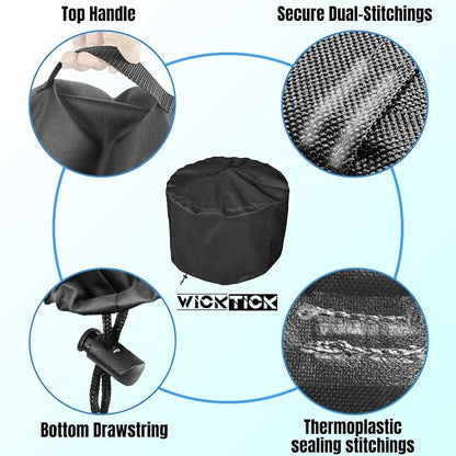 WICKTICK 21 Inch Round Fire Pit Cover for Solo Stove Bonfire 2.0, 600D Heavy Duty Waterproof Firepit Accessories for Outdoor Camping, All-Weather Resistant