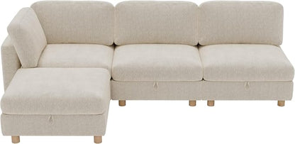 ERYE 95-Inch Oversized L Shaped Sectional Sofa 4 Seat Modular Storage Sofa Couch W/Deep Seat,Skin Friendly Plush Chenille Upholstered Convertible Corner Sectional Couch with Ottoman