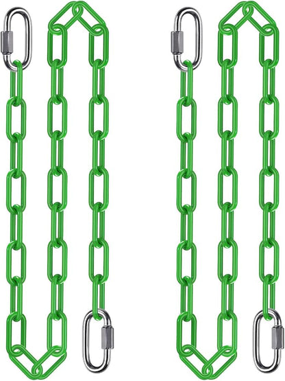 2Pcs 60" Swing Chain with Carabiners 1000 LBs Capacity Hanging Chains with Hooks Heavy Duty Porch Swing Chains Green Coated Chain for Hammock Chairs, Tree Swing, Hanging Chair, Punching Bags