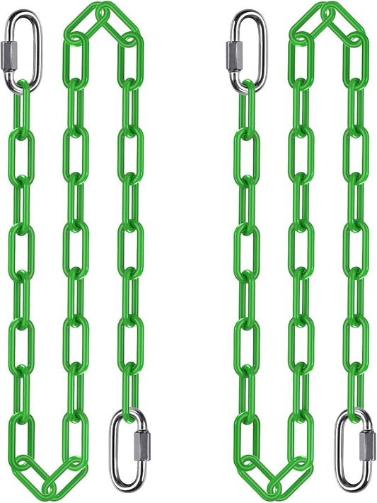 2Pcs 60" Swing Chain with Carabiners 1000 LBs Capacity Hanging Chains with Hooks Heavy Duty Porch Swing Chains Green Coated Chain for Hammock Chairs, Tree Swing, Hanging Chair, Punching Bags