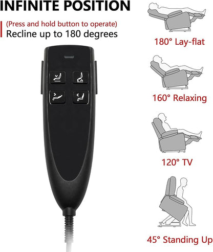 FUNECORP Large Power Lift Recliner Chair Sofa with Massage and Heat for Big and Tall Elderly,Infinite Positions,Dual Motor,Cup Holders,Extended Footrest,Velvet Home Theater Seat