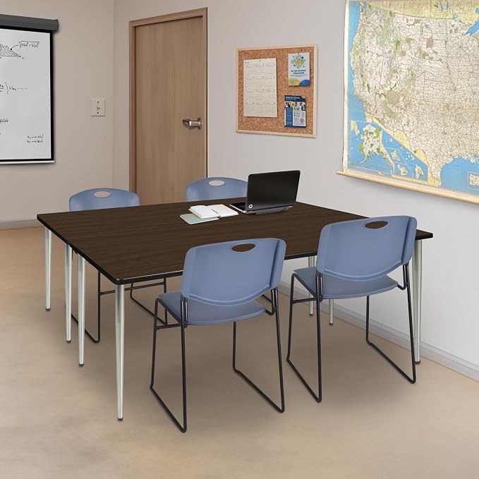 Romig Arco 66 x 24 in. Training Seminar Table- Neo Walnut Top, Chrome Tapered Legs