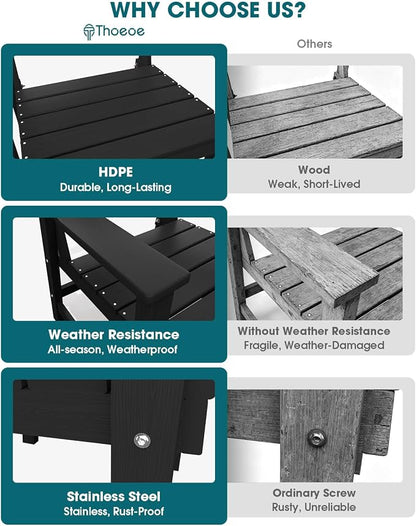 THOEOE 7 Piece Outdoor Dining Set, Patio Dining Table and 6 Chairs, All-Aluminum Frame, All-Weather HDPE Outdoor Furniture with Umbrella Hole for Garden, Lawn, Poolside, Black
