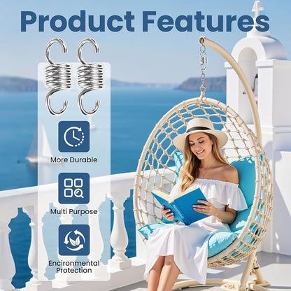 Aheucndg Heavy Duty Hammock Chair Spring, 2 Pack 1100LBS Porch Swing Spring Hook for Outdoor Indoor Activity of Porch Swings Hanging Chairs Hammock Hanging Kit.
