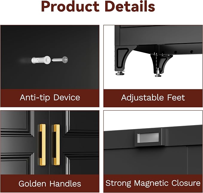 Metal Armoire Wardrobe Closet with Hanging Rod, 71" Tall Wardrobe Cabinet with Doors and Adjustable Shelves, Clothing Storage Cabinets with Drawer for Bedroom