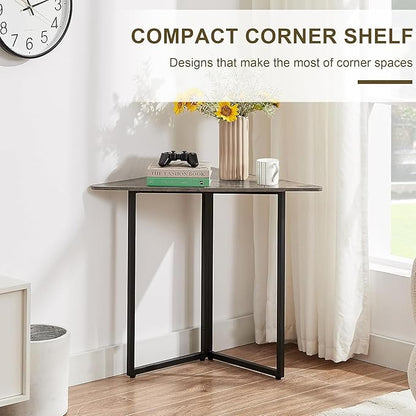 VECELO Corner Desk,Office Tables for Living Room for Small Space Triangle Computer Desk with Steel Frame Corner Shelves with Metal Frame Writing Desk for Workstation Classic Grey 31.1" 2 Set