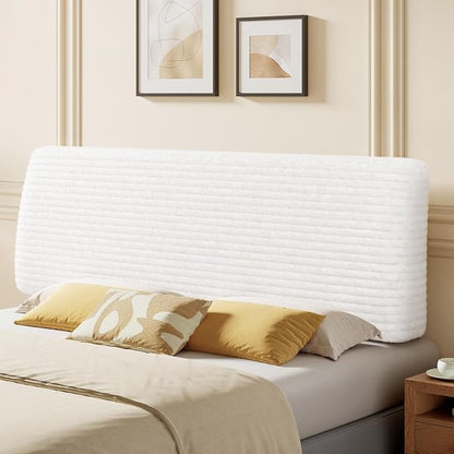 4.7" Upholstered Headboard for King Size Bed, Height Adjustable and Ergonomic Headboard, Easy Assemble, Sturdy and Durable, Corduroy, White