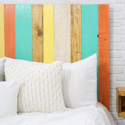 Barn Walls Summer Mix Signature Design, Multicolored Solid Wood Headboard, Floating Panels, Wall Mount, Adjustable Height, California King Size
