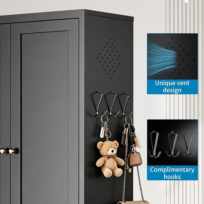 48" H Black Steel Pantry Storage Cabinet with 3 Adjustable Shelves | 4-Tier Tall Metal Cabinets for Kitchen, Living Room, Garage, Heavy Duty Freestanding Utility Cabinet, Assembly Required