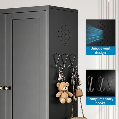 48" H Black Steel Pantry Storage Cabinet with 3 Adjustable Shelves | 4-Tier Tall Metal Cabinets for Kitchen, Living Room, Garage, Heavy Duty Freestanding Utility Cabinet, Assembly Required