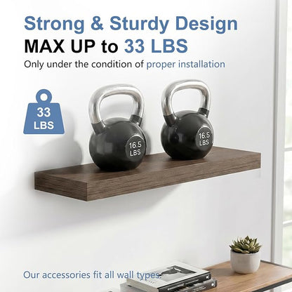 Floating Shelves for Wall, Bathroom Shelves Over Toilet, Wall Shelves & Book Shelf for Room, Hanging Shelf, Modern Wooden Mounted Floating Shelves, 24x7x1.5 in (Smoke Gray, Set of 2)
