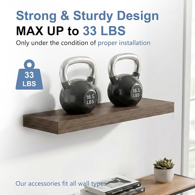 Floating Shelves for Wall, Bathroom Shelves Over Toilet, Wall Shelves & Book Shelf for Room, Hanging Shelf, Modern Wooden Mounted Floating Shelves, 24x7x1.5 in (Smoke Gray, Set of 3)