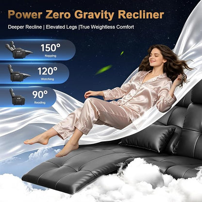 Power Loveseat Recliner Sofa, Home Theater Seating with Heat Massage, Reclining Loveseats with Flip Backrest, Wall Hugger RV Couch Movie Theater Chairs, RV Furniture Sofas with USB, for Gaming Room