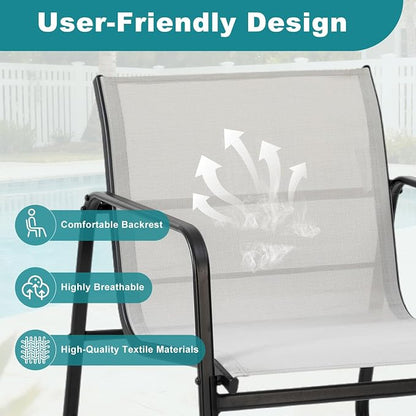 DUMOS 3 Piece Patio Furniture Set, Outdoor Patio Furniture Set with Table and Chairs, Sectional Bistro Sets for Lawn, Garden, Balcony, Pool, Poolside Gray