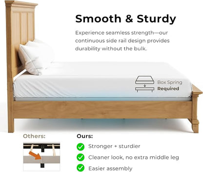 Furniture of America Yardley Farmhouse Solid Wood 5-Piece Bedroom Set with Platform Bed, Felt-Lined Top Drawers on Nightstands and Dresser with Mirror, Box Spring Needed, Queen, Natural Oak