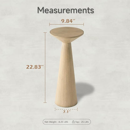 COZAYH Farmhouse Tall Pedestal End Table Small Solid Wood Martini Table Plant Stand Modern Round Drink Table for Small Space Living Room, Distressed Wood Grey