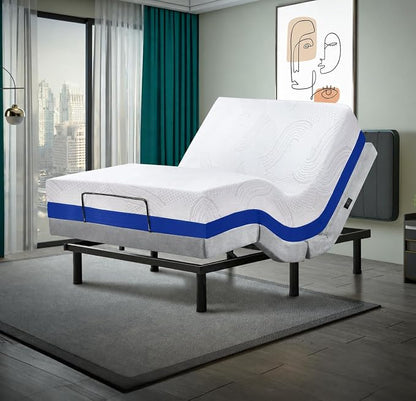 Premium Queen Adjustable Bed with 14 Inch Prime Gel Memory Foam Sleep System, Massage, Zero Gravity, Anti-Snore, Programmable Memory Positions, USB, Underbed Lighting, Zero Clearance