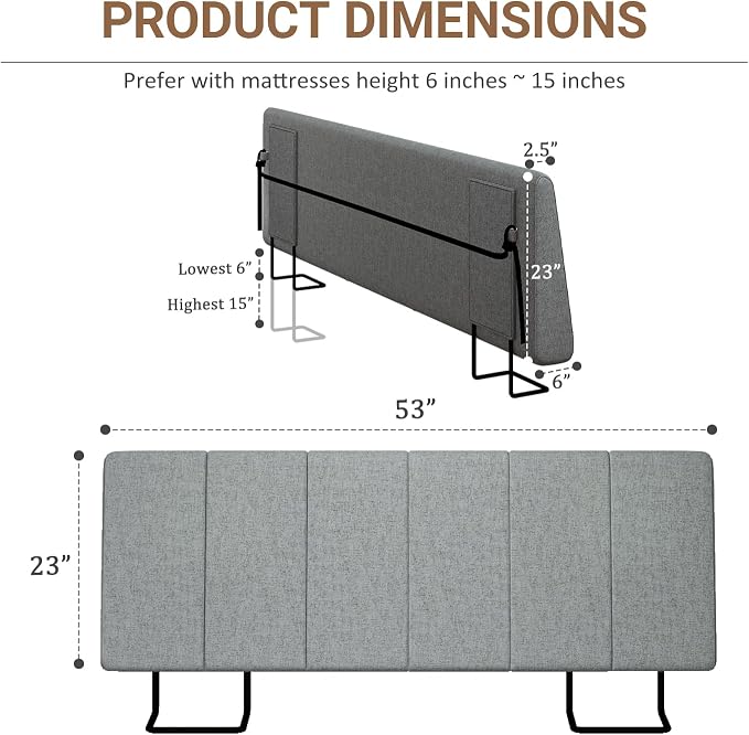 Full Size Headboard Only-No Assembly, Upholstered Headboard Full Size Linen Fabric Modern Style Headboards Extra-Thick, Dark Gray