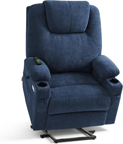 MCombo Power Lift Recliner Chair for Elderly R7045(Admiral, Medium-Wide) | Heat and Massage, Breathable Fabric, USB& Type C Charging Port, FSC Certified
