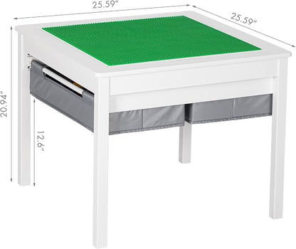 UTEX 2 in 1 Kids Construction Play Table with Storage (White) | with Storage Drawers and Built in Plate
