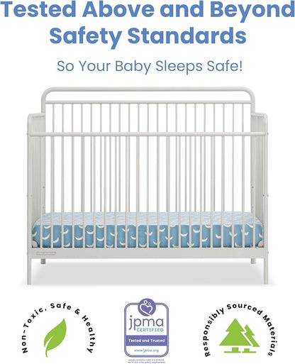 Delta Children Hayden 5-in-1 Convertible Metal Crib, Warm Gray