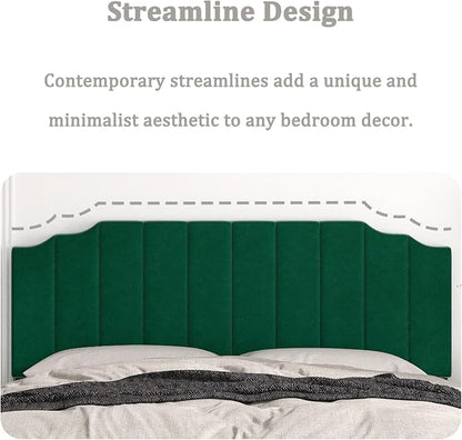 Befurtori King Size Headboard Only, Velvet Wall Mounted Headboard King for Adjustable Bed Modern Upholstered Head Board Easy Assembly, Jade Green