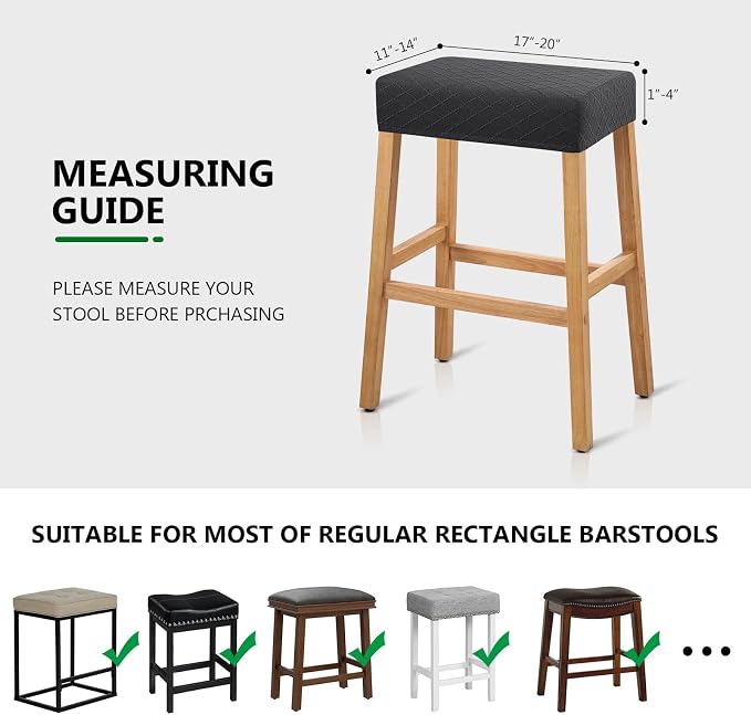 YISUN Stool Covers Rectangle - 4 Pack Stretch Waterproof Saddle Seat Cover Counter Bar Stools Bar Chairs Covers Kitchen Island Chairs Cushion Protector
