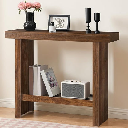 MAHANCRIS Console Table, 39.4'' Entryway Table for Hallway, Narrow Sofa Table Behind The Couch, Modern Foyer Tables for Entrance, Living Room, Corridor, Easy Assembly, Walnut CTZB16801