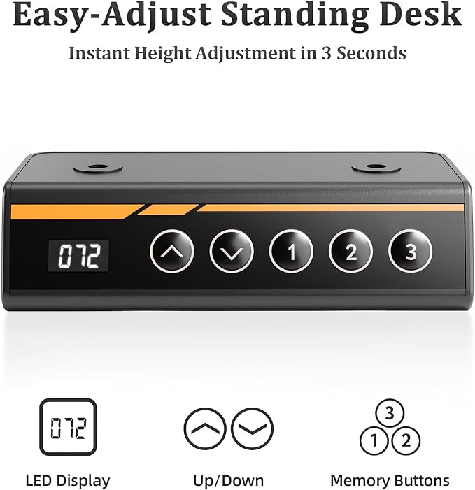 Claiks Electric Standing Desk, Adjustable Height Stand up Desk, 55x24 Inches Sit Stand Home Office Desk with Splice Board, Black Frame/Black Top