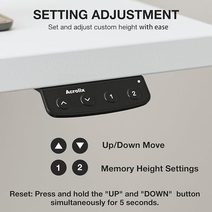 Acrolix Electric Standing Desk, Height Adjustable Home Office Desk with Memory Presets & Cable Management,White Sit Stand Desk for Work from Home, Ergonomic Computer Desk (40" x 24")