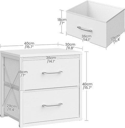 CHOEZON Stackable Storage Drawers for Closet, 2 Drawer Dresser with Wooden Top, Fabric Clothes Organizers with Metal Handles, Closet Organizer with 2 Drawers for Bedroom, Living Room, White TCW30WB
