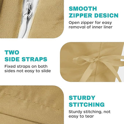 Egg Chair Cushion Replacement, Waterproof Thicken Hanging Egg Swing Chair Cushion for Outdoor Furniture, Wicker Rattan Hammock Basket Cushion with Headrest Pillow 47x31.5x4.7 inch(Khaki)