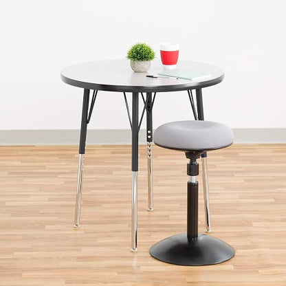 Norwood Commercial Furniture Adjustable Height Classroom Activity Table for Kids & Adults, Round Activity Table for School and Home, 30" L x 30" W x 30" H, Gray