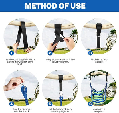 KPX Ourdoor Hanging Hammock Chair – Comfortable Tree Swing Chair Large Size 110X130cm（Without Pillows） - 330 Lbs Weight Capacity (Blue/Green)