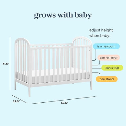 Davinci Beau 3-in-1 Convertible Baby Crib, White | GREENGUARD Certified, Converts to Toddler Bed & Daybed, 4 Adjustable Mattress Heights, Toddler Conversion Kit Sold Separately