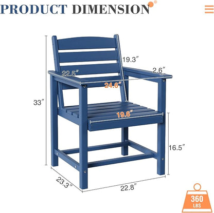 UDPATIO HDPE Patio Dining Chairs of 4, Heavy Duty Extra-Wide Outdoor Chairs with 360 lb Load Capacity, Easy to Assembly, All-Weather Seating for Patio, Pool, Garden, Backyard