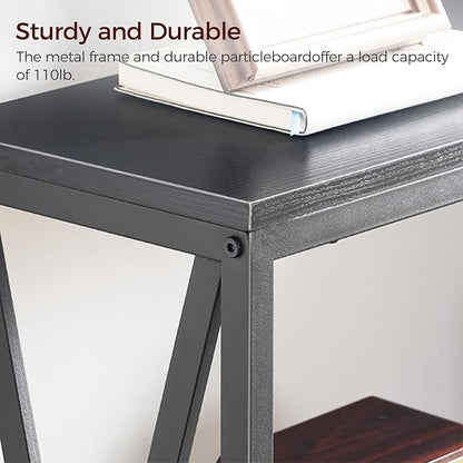 MAHANCRIS 31.5" Sofa Table, Industrial Console Table, 3-Tier Narrow Sofa Table with Storage Shelves, Foyer Table for Entryway, Hallway, Kitchen, Living Room and Bedroom, Easy Assembly, Black CTHB8001