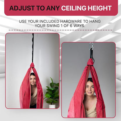Indoor Sensory Swing for Kids or Outdoor – Holds 300lbs, Double-Layer, & 360° Swivel, Calming Compression Therapy Swing Hammock for Kids & Adults with All Hardware – Sensory-Motor Toys & Gifts