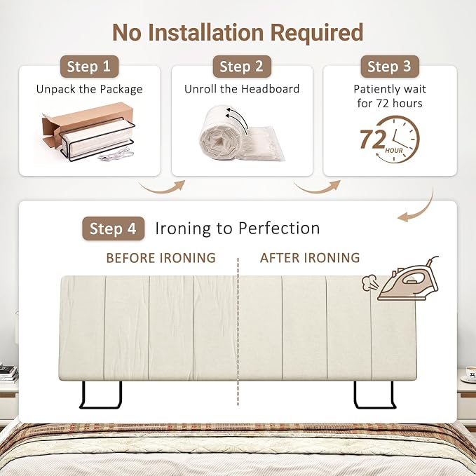 King Size Headboard Only-No Assembly, Upholstered Headboard King Size Linen Fabric Modern Style Headboards Extra-Thick, Beige
